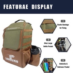 Disc Golf Bag, Durable Disc Golf Backpack Holds 22+ Discs, Large Capacity wit…