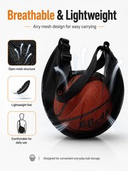 Mesh Basketball Bag Lightweight Ball Carry Bag Adjustable Shoulder Strap for Bas