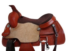 WESTERN TRAIL SADDLE 16″ PLEASURE BARREL RACING PINWHEEL TOOLED TACK SET FQHB