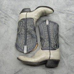 Tony Lama Western Boots Men 8.5D Blue Cowboy Antelope Leather USA Made 8056 RARE