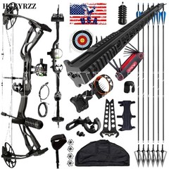 Shoting 0-70lbs 320FPS Compound Bow Archery Set Sight Carbon Arrows Feathers