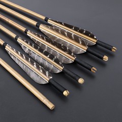33″ Bamboo Arrows 5″ Natural Feathers Archery Longbow Recurve Bow Hunting