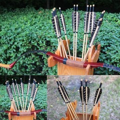 12 Pcs Archery Wooden Arrows with Feathers Handmade Targeting Arrows for Trad…