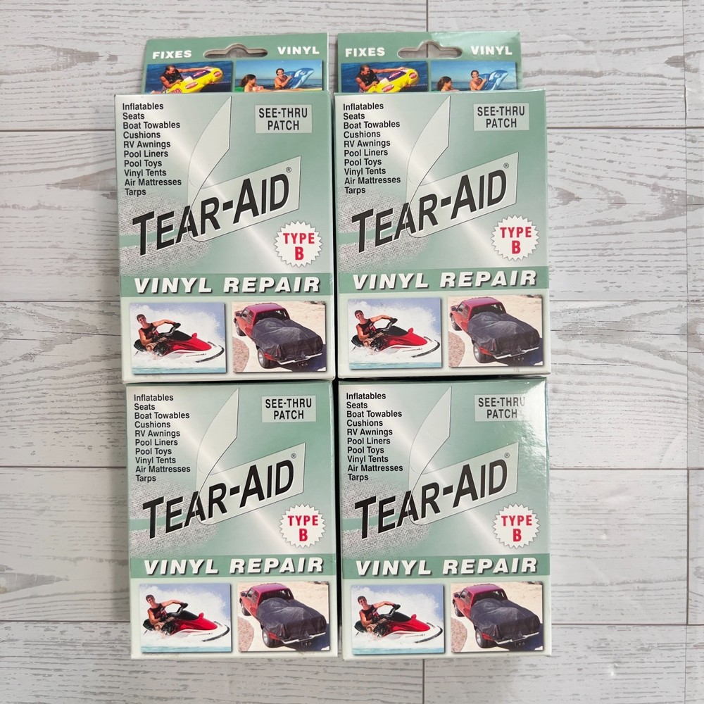 4 pk Tear-Aid Vinyl Repair Kit Type B Clear Patch for Vinyl and Vinyl-Coated