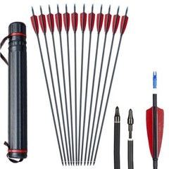 12X 30″ Carbon Shaft Arrows Spine 500 OD 7.6mm RED True Turkey Feathers Hunting
