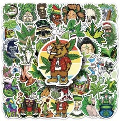 50 Piece Weed Leaves Stickers Smoking Graffiti for Skateboard Luggage Laptop USA