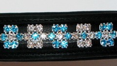 FSS Red Siam Aquamarine Blue FLOWER Rhinestone BLING Crystal Padded BROWBAND NEW