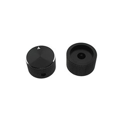 Rotary Potentiometer Control—Black Aluminum Alloy—Volume Audio Knob—2 Pieces