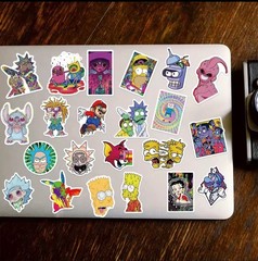 25 Piece Mix Lot 2” Psychedelic Cartoon Stickers, Water Bottle, Vinyl
