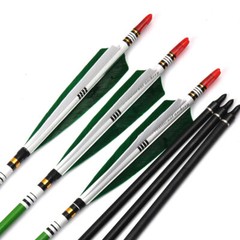 12Pcs Carbon Arrows 30»/32″ Spine 500 Changeable Tips 7.6mm Real Turkey Feather