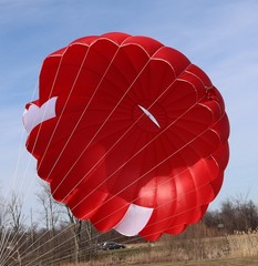23ft steerable round reserve parachute canopy – red – MINT