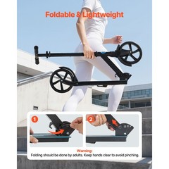 Adjustable Foldable 2-Wheel Kick Scooter for Kids Teens Adults, 220lbs Capacity