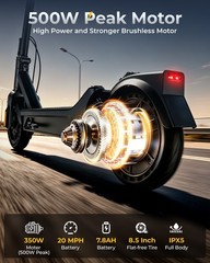 Adults Electric Scooter 19 Miles 20 MPH 8.5″ Tires Dual Suspension for Commuting