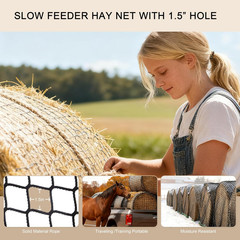 Martx 5X5Ft round Bale Hay Net for Horses Slow Feed,Knotless-Livestock Slow Fee