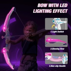 2 Pack Bow and Arrow for Kids 4-6, LED Light Up Archery Set with 24 Suction C…