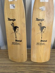 Vintage NAVAJO BRAND Wood Canoe Paddles Set Of 2, Adult Size 53” Long