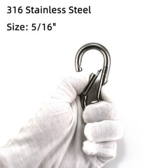 4 Pack 5/16″ Stainless Steel Carabiner Clip Metal Spring Snap Hook Heavy Duty