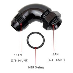 90 degree 10AN Male Flare to 8AN ORB Port Full Flow 10AN to 8AN ORB 90 Degree