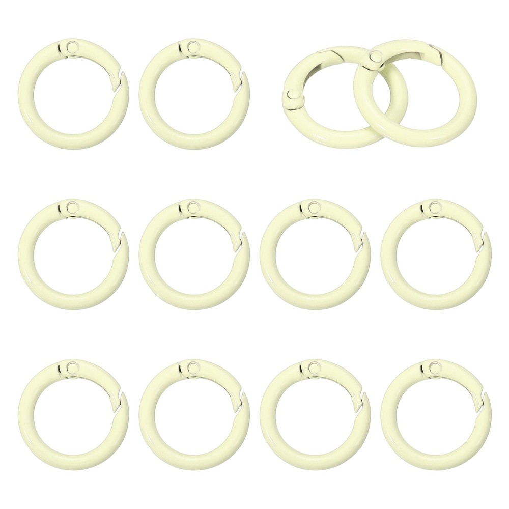 1″ Spring O Rings, Spring Snap Keyring for Handbag, 12 Pack Beige