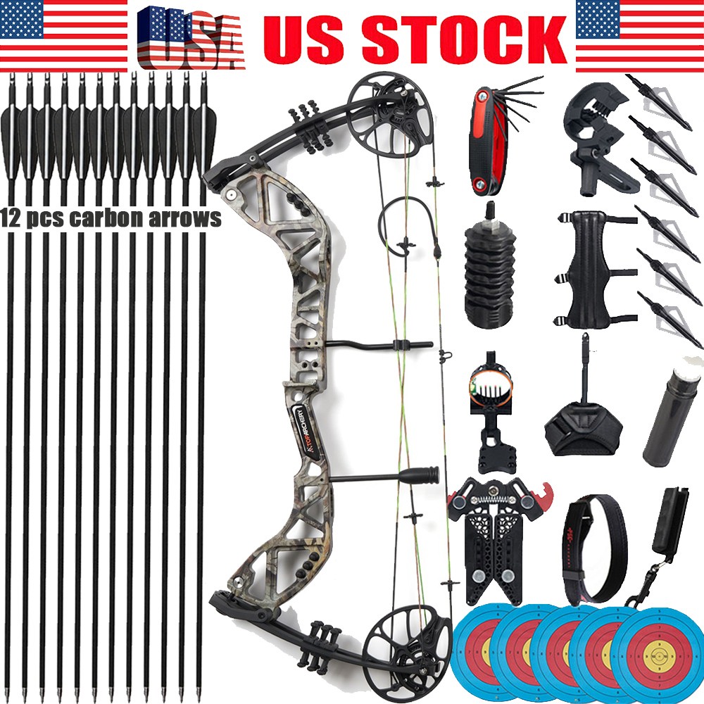Adjustable 30-70lbs Compound Bow 12xArrows Set for Adult Target Hunting Shooting