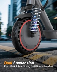 Ladped Dual Suspension Electric Scooter Adult, Folding E-Scooter Range 19MILES