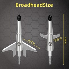 12Pcs 100 Grain Archery Broadheads 2 Blade 2″ Dia Expandable Hunting Arrowhead