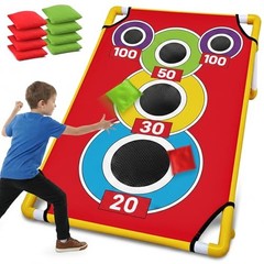 Cornhole Board Set with 21+ Games, 8 Bean Bags – Arcade Style Corn Hole Games