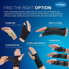 Comfort Cool Thumb CMC Restriction Splint, Right, Large, Lightweight Brace