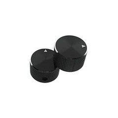 Rotary Potentiometer Control—Black Aluminum Alloy—Volume Audio Knob—2 Pieces
