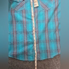 Cowgirl Hardware Women’s Small Turquoise Plaid Western Snap Shirt Bridle