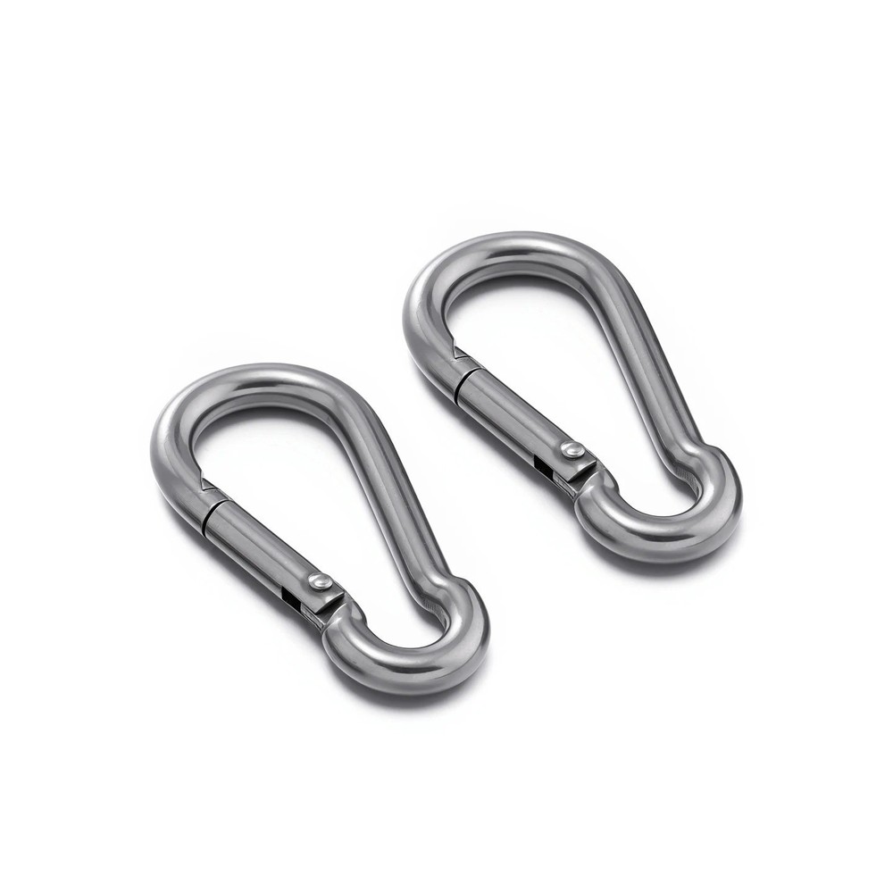 2pcs Stainless Steel Spring Snap Hook Quick Link Carabiner Clip 40-70mm