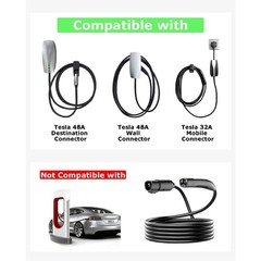 Extension Cord for Tesla, 16.4FT 50A 240V Tesla Charger Extension Cable with …
