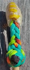 RWB AMERICAN FLAG 10 Plait Pryor ParaCord Hondo w/ Bull Rawhide Burner Buckaro
