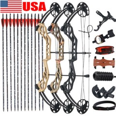 Compound Bow 19-70lbs Adjustable Kit 320fps Archery RH Hunting Shooting Target