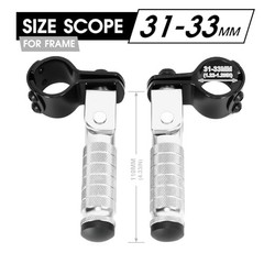 90 Degree Foldable Footpegs M8 Motorcycle Foot Pegs CNC Anti-Skid B Silver