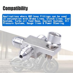 Stainless Steel AN3-3AN Male Brake Hose End Tee Block with screw 1/4-20 unf