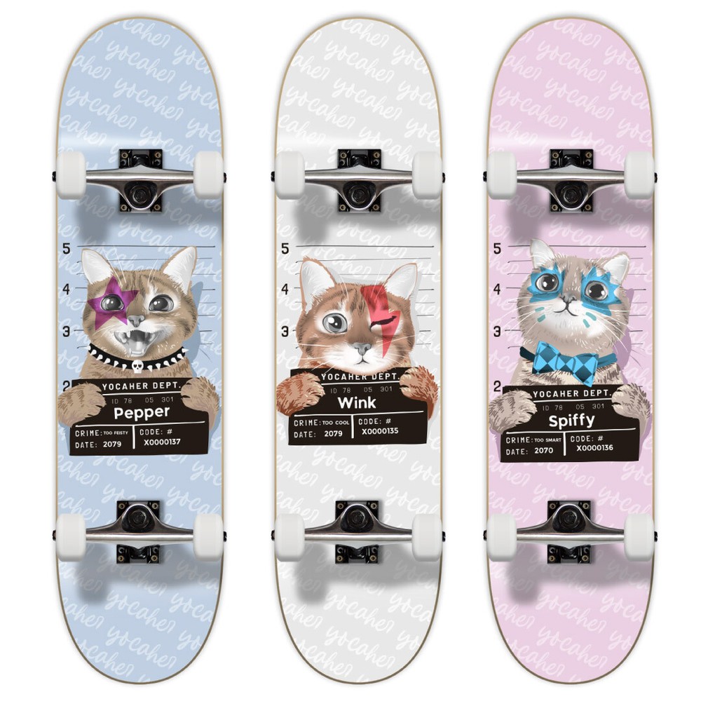 Yocaher 31″ x 7.75″ Graphic Complete Skateboard – Rockstar Kitty Cat Series
