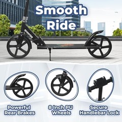 Scooter for Kids 6+, Teens & Adults – Max Load 220LB, Foldable, Ghostly Black