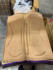 SADDLE PAD 36″ x 34″ Brown Royal Blue & Turquoise WOOL Top MEMORY FELT Bottom