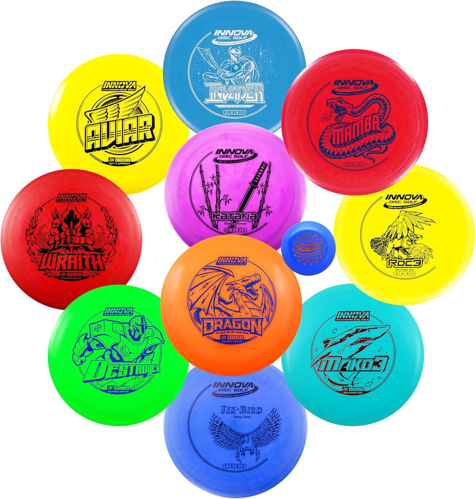 Set 10 Pack – Disc Golf Starter Set for Beginners with Disc Golf Drivers, Mid-Ra