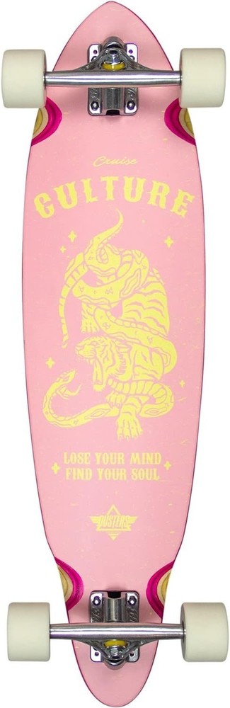 Dusters Culture Pink/Yellow 8.5″ x 33.0″ Longboard Cruiser Skateboard Complete