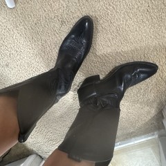 Dan Post Black Leather Western Cowboy Boots Pull-On Pointed Toe
