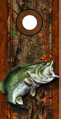 Cornhole Decals Wraps Fishing Graphics Bass Fish Oak Ambush Camouflage 01L/01R