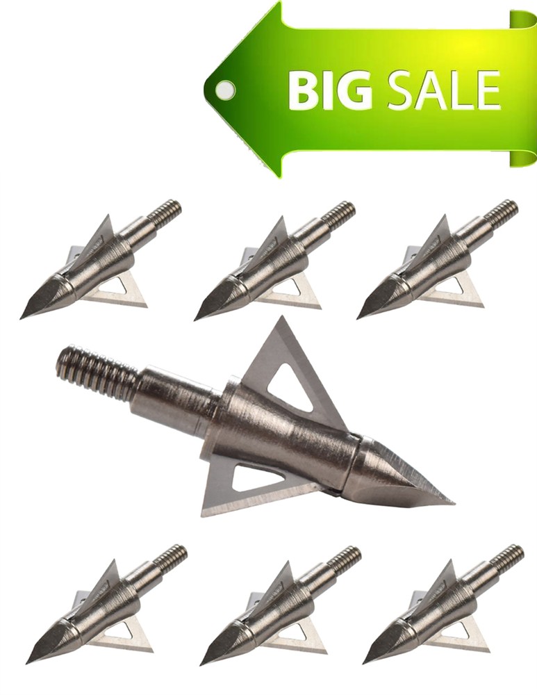 12pcs 3-Blade Broadheads Crossbow Compound Bow Arrow Head Tips Bolts 100grain
