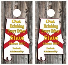 Alabama Out Drinking Every Other State Cornhole Board Wraps FREE LAM #3368