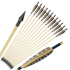 6/12pcs 31″ Wooden Arrows Arrowheads 5″ Feather Wood Shaft Handmade Bow Hunting