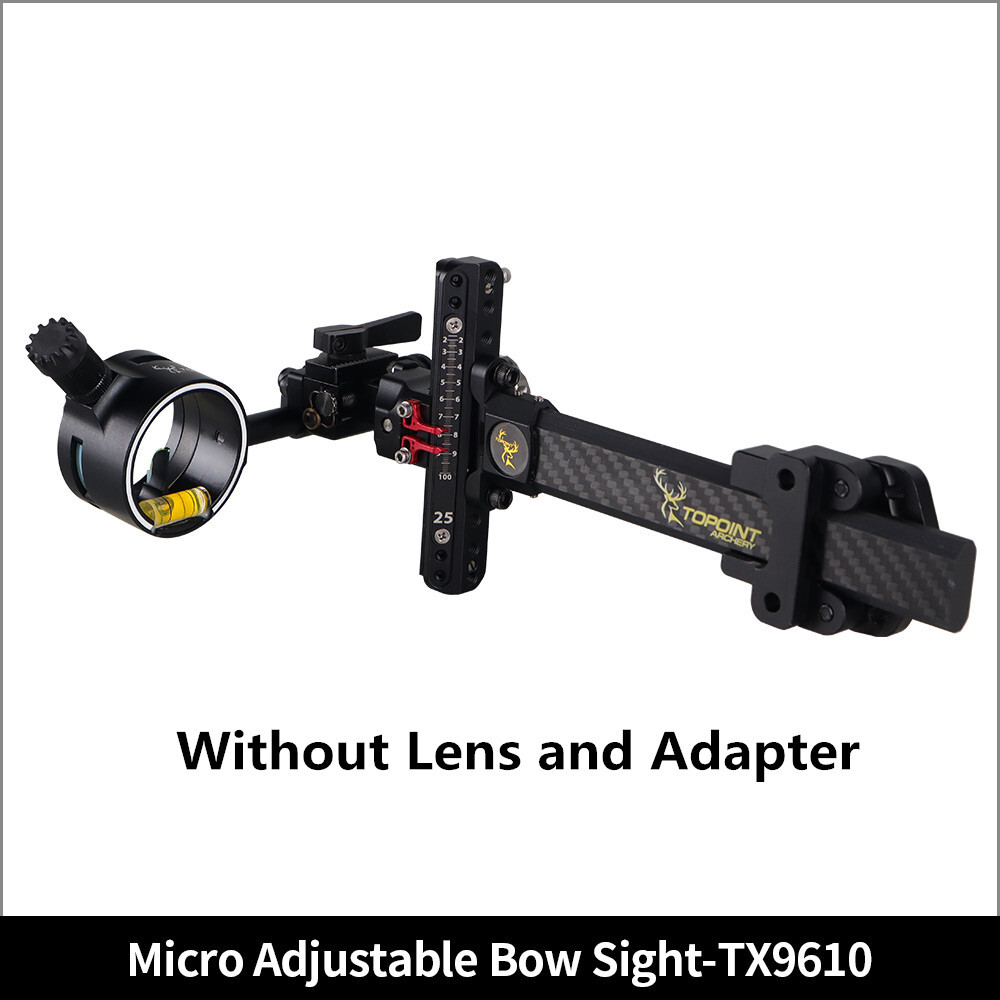 Compound Bow Sight 1Pin 0.019″ Archery 4X 6X 8X Lens Carbon Rod Micro Adjustable