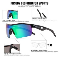 Feisedy Kids Teens Baseball Polarized Sunglasses Sports Tr90 Frame Boys Girls