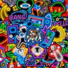 50Pcs Random Cool Neon Waterproof Vinyl Stickers For Water Bottle Laptop