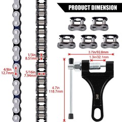 420 Motorcycle Chain 132 Links with Chain Breaker Heavy Duty for 50 70 90 110 12